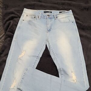 Rohm Mens Slim sz 32 x 32 Jeans Light Wash Faded Distressed Denim
